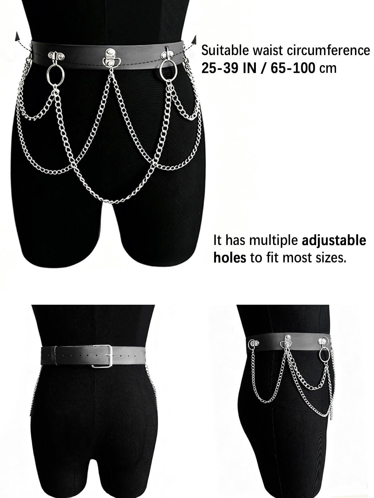 OURWORTL Goth Leather Waist Harness Belt for Women Rave Accessories Punk Adjustable body Gothic Belly Belts Rock Belt