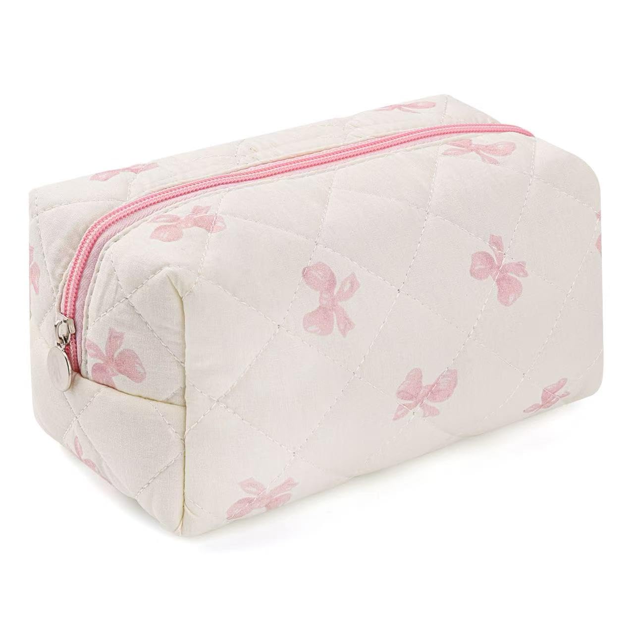 MZLUWM Floral Makeup Bag,Floral Quilted Make Up Bag,Large Cosmetic Bag,Fashionable Travel Makeup Pouch, Cute Portable Storage Bag,Puffy Coquette Makeup Bag, Attractive Quilted Pouch