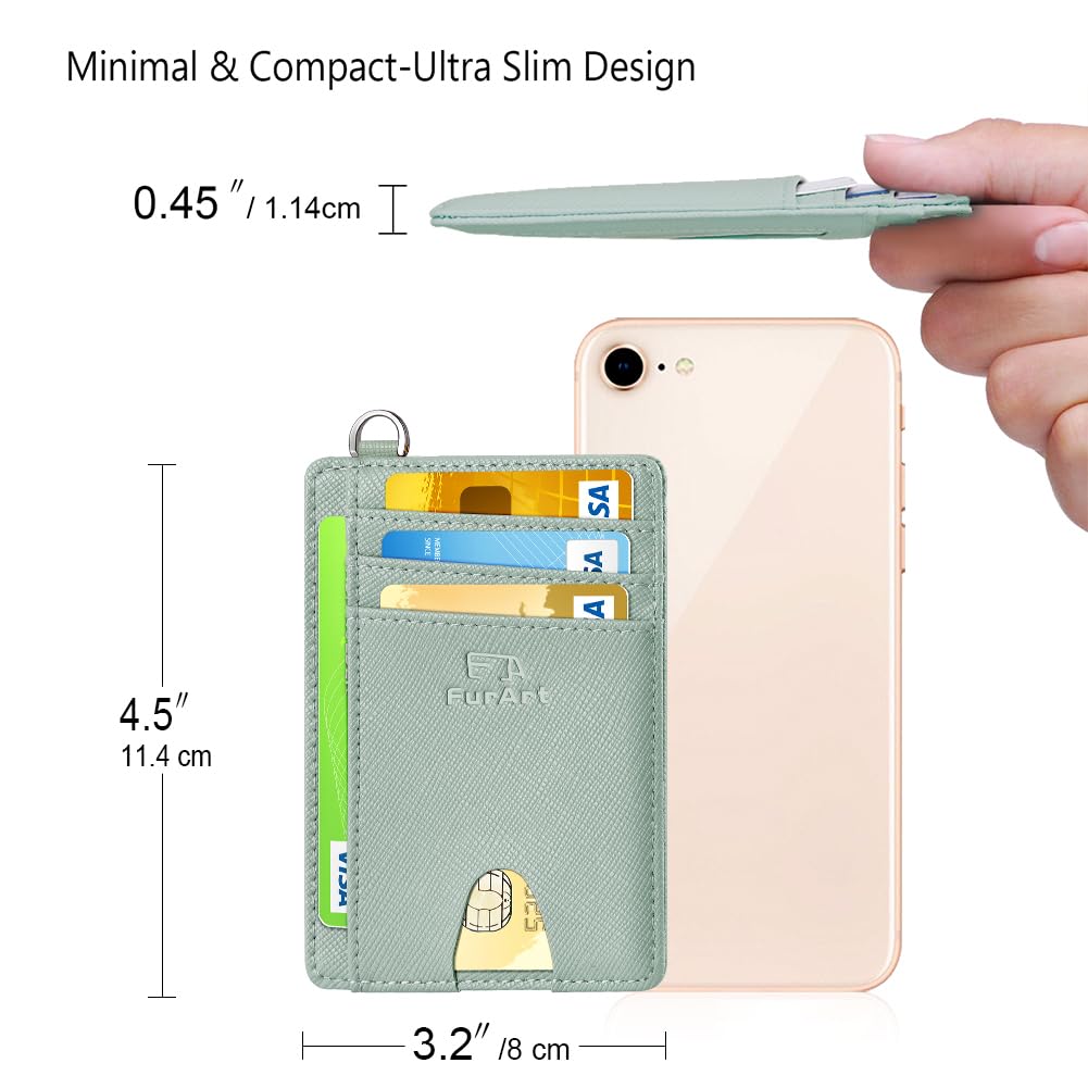 FurArt Slim Minimalist Wallet, Front Pocket Wallets, RFID Blocking, Credit Card Holder for Men-Seaweed