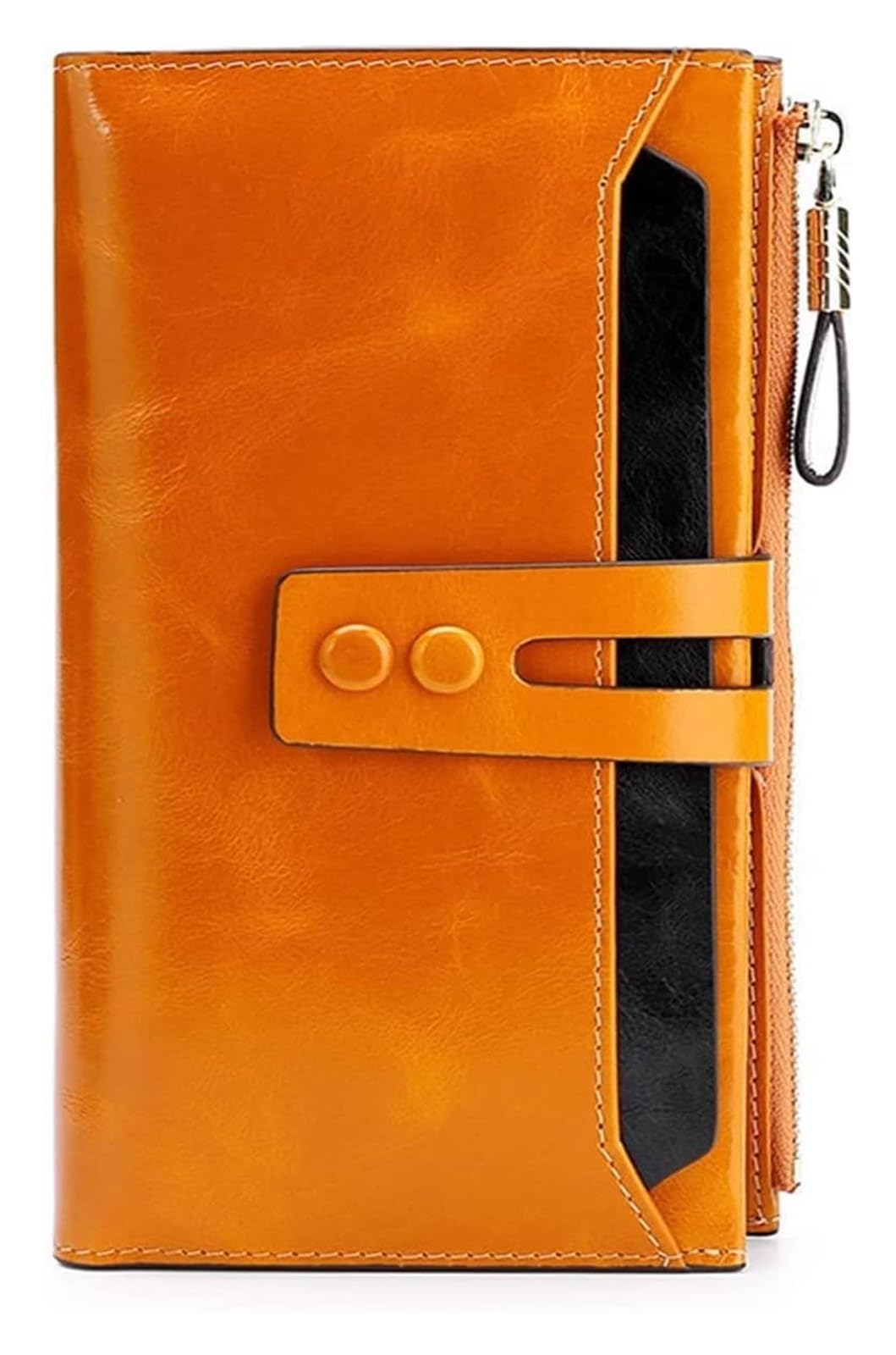 Vyrnox Women's Genuine Leather Long Wallet with Hasp Closure, Large Zip Around Checkbook Billfold Phone Holder Purse Organizer (Rose Purple)