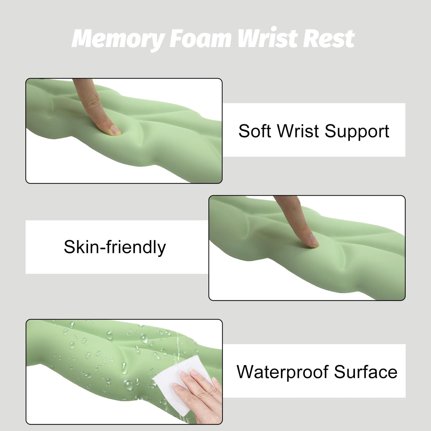 OYEEY Ergonomic Wrist Rest for Pain Relief,3 Pcs Leaf Shape Wrist Support with Non-Slip Base, PU Leather Mouse Pad Support for Easy Typing,Keyboard Wrist Support Palm Cushion for Laptop Office