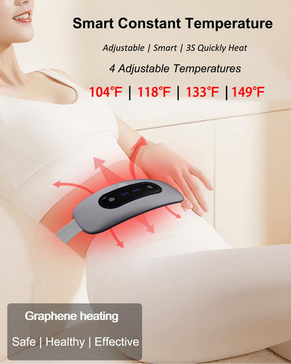 Electric Heating Pad, Portable Cordless Menstrual Heating Pad with 4 Heat Levels and 4 Massage Modes, Fast Large Heating Belly Wrap Belt for Cramps, Back Pain Relief Gifts for Women Girls Her(Black)