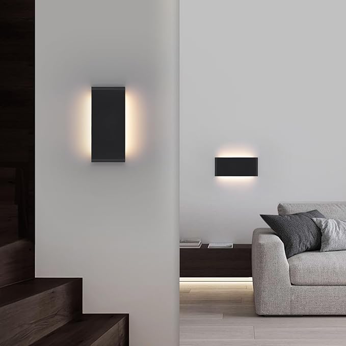 15"Modern LED vanity light,20W Dimmable 5 CCT (3000K-6500K) Adjustable Wall Lamp,Up and Down Wall Lighting,Indoor Wall Sconce for Bedroom,Staircase,Hallway,Dressing Table, 2Pack（Black）
