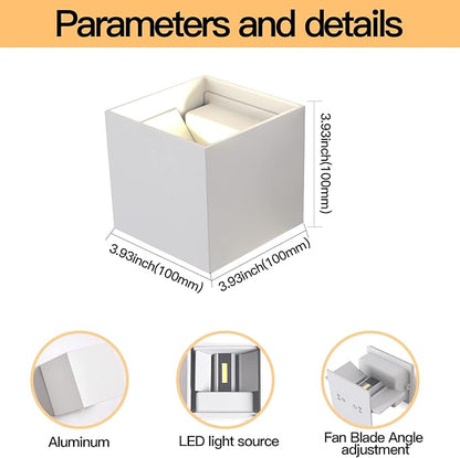 12W 4Pack Outdoor Wall Lights Exterior/Interior,LED White Outdoor Wall Sconces Light Fixtures Modern,IP65 Waterproof Square Aluminum Wall Lamps, Up and Down Lights 4500K Natural Lights