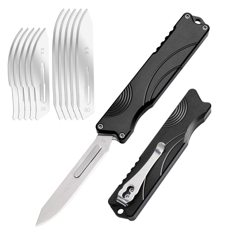 TGZUO Aluminum Alloy Pocket Knife, Utility Knife with Clip EDC Scalpel Knife, Box Cutter for Outdoor Huting, Camping, Fishing, Hiking