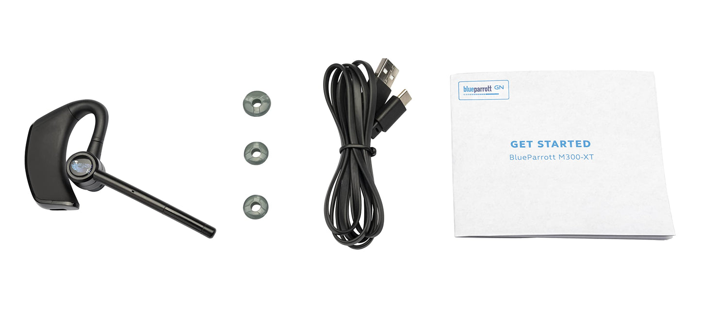 BlueParrott M300-XT Noise Cancelling Hands-free Mono Bluetooth Headset for Mobile Phones with up to 14 Hours of Talk Time for On-The-Go Mobile Professionals & Drivers