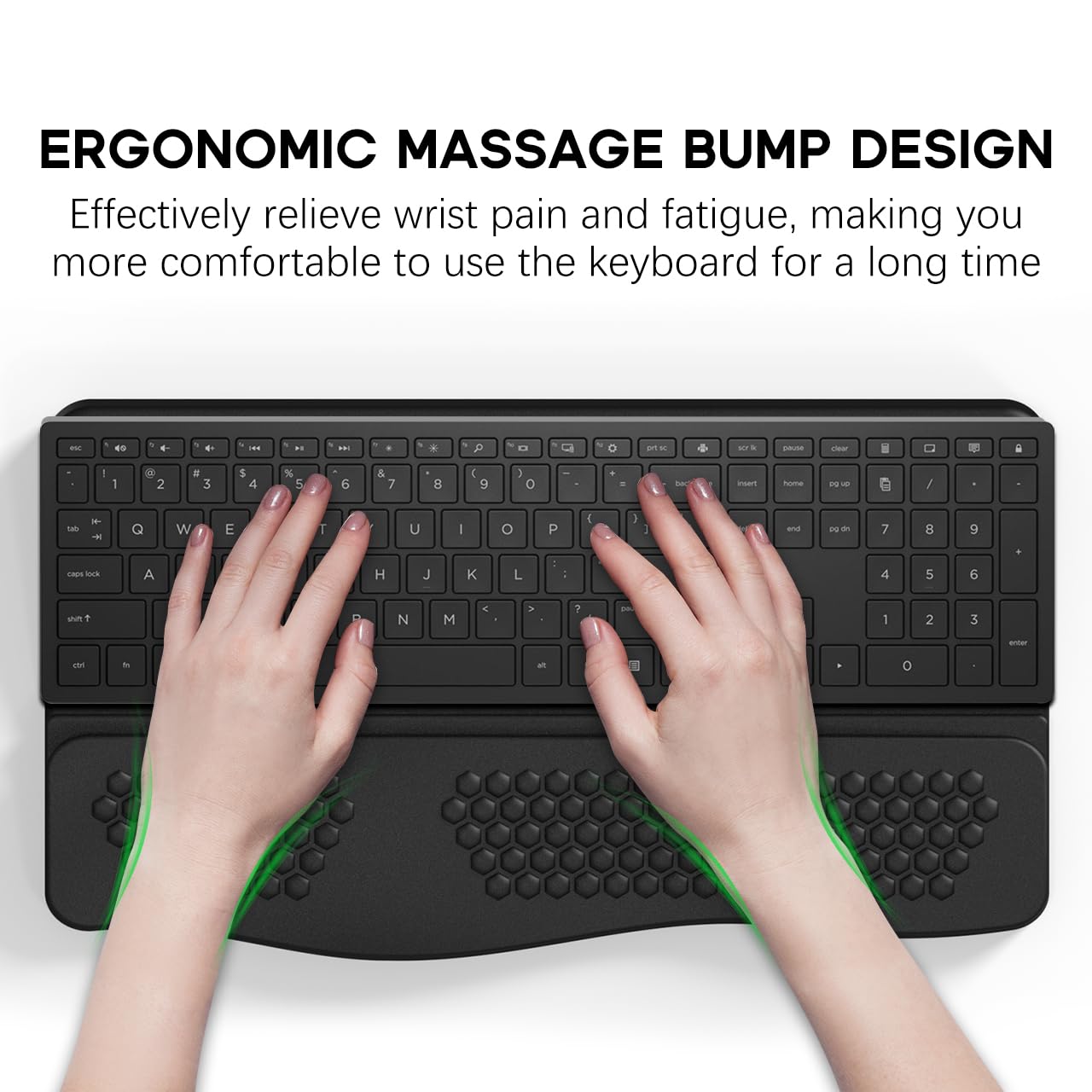 JIKIOU Keyboard Stand with Wrist Rest, Computer Keyboard Stand Pad with Non-Slip Base, Comfy Ergonomic Keyboard Riser Holder for Gaming Office Home 17.13x9.5 in Black