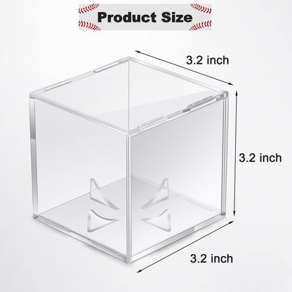 18 Pcs Baseball Display Case, Clear UV Protected Ball Holder Square Acrylic Baseball Cube Box Autograph Cases Storage for Display Official Size Standing, 3.15 Inches