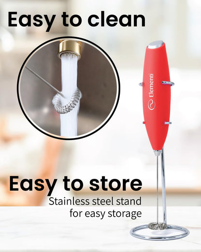 Elementi Portable Electric Milk Frother, Matcha Whisk, Milk Frother for Coffee Frother Electric Hand Blender, Mini Electric Whisk Small Hand Blender (Periwinkle)