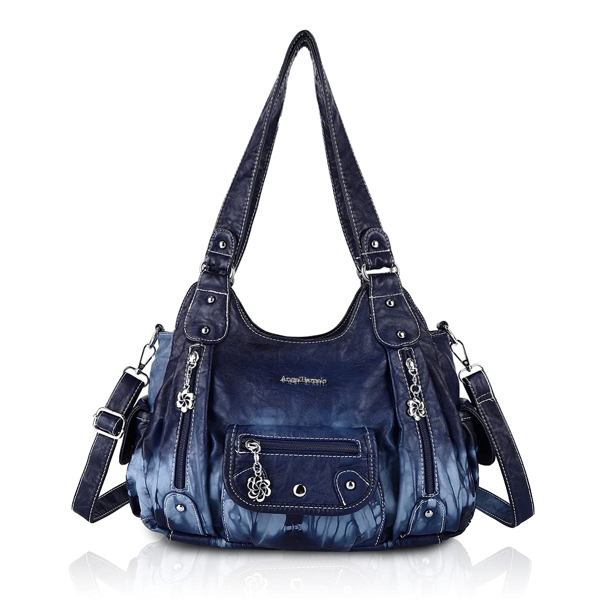 Angel Barcelo Women Purses and Handbags PU Leather Shoulder Bag Fashion Hobo Bags for Women (Fashion Blue)