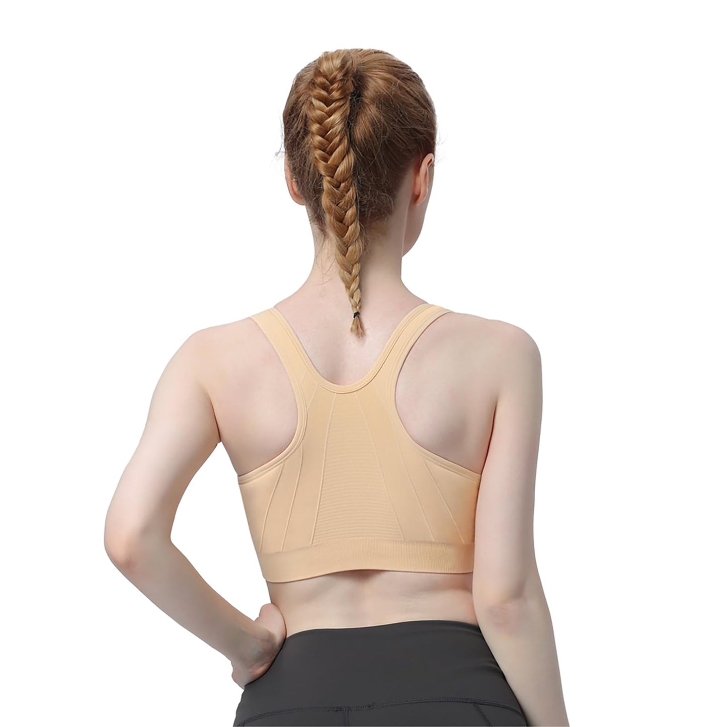 Women's Zip Front Sports Bra Wireless Post-Surgery Bra Workout Sports Bras