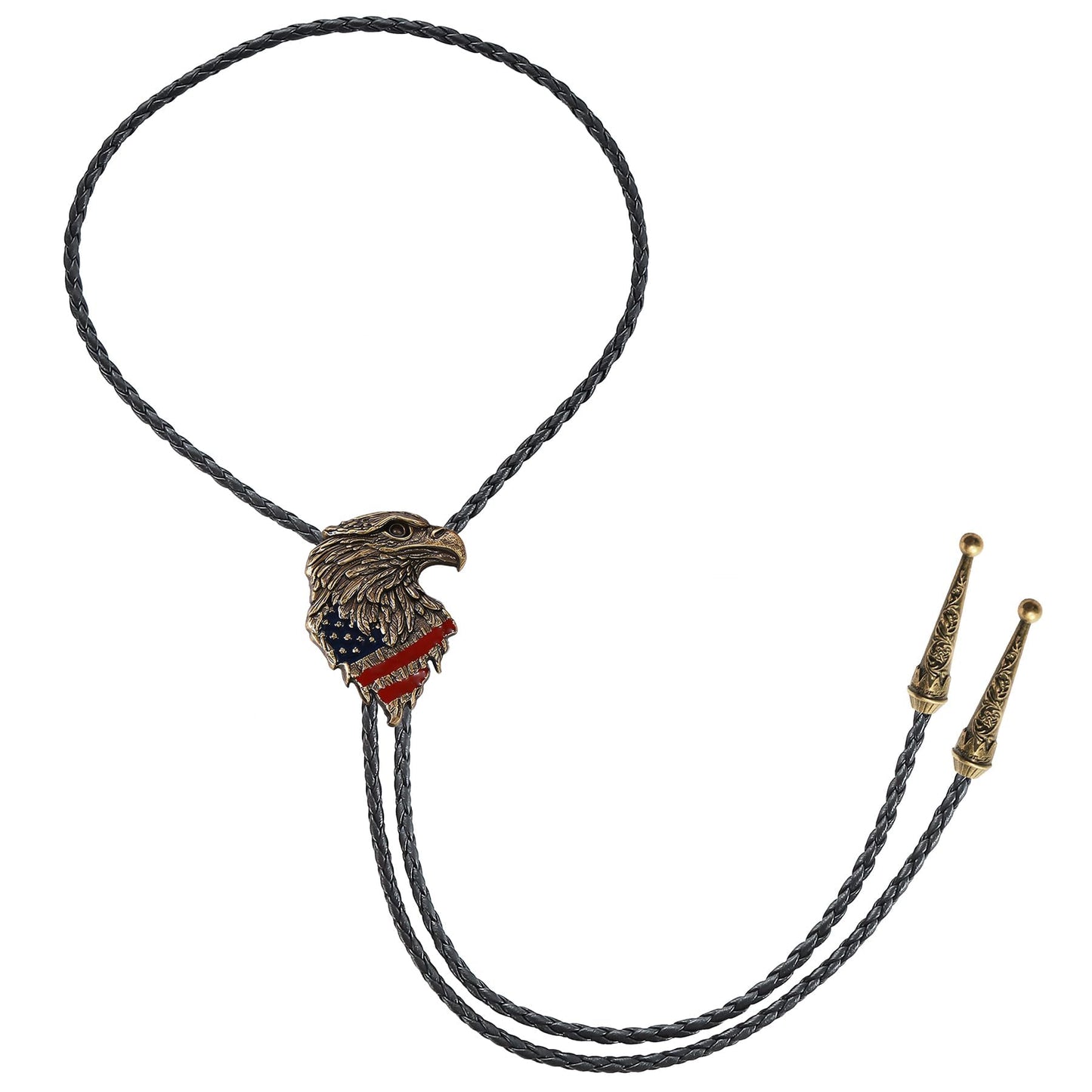 HLYMPONY 250th Anniversary of USA Eagle Bolo Tie, Western Cowboy Patriotic Accessory for Men (Bronze)