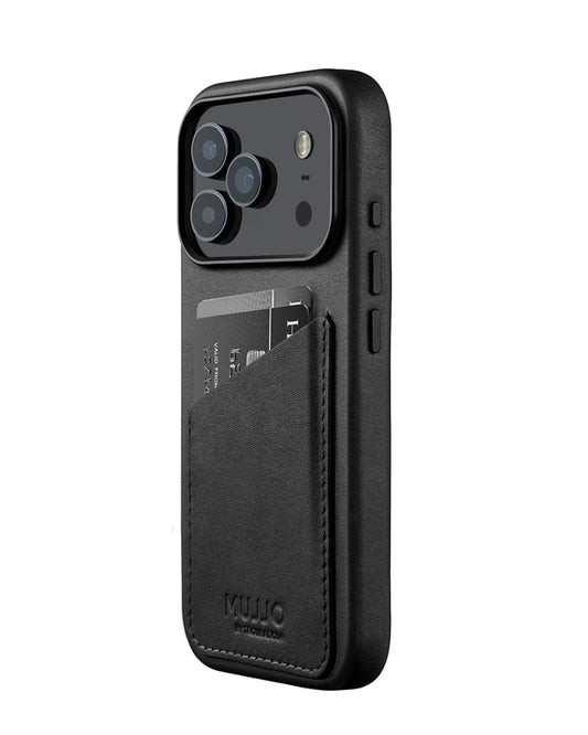 Mujjo Wallet Leather Case for iPhone 17 Pro - MagSafe Compatible - Black