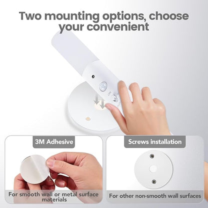 LED Motion Sensor Lights Battery Operated Wall Sconces Rechargeable Wireless Picture Art Light Magnetic 360° Rotation Corner Lamps for Gallery Stairway Vanity Living Room Bedroom(1pc)