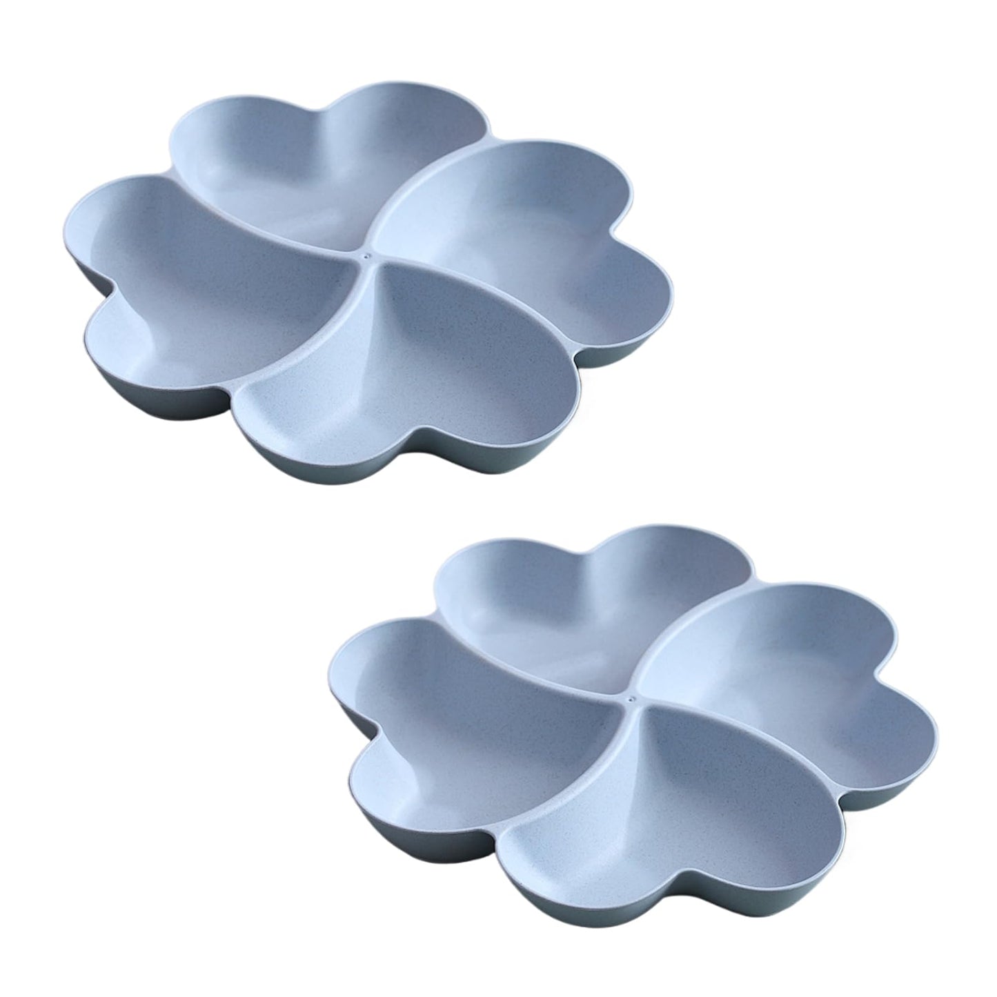 INCAUCA Divided Serving Tray, Appetizer Sectioned Platter, Dessert Serving Dish, Reusable Plastic Snack Plates, Round Relish Tray, 4 Compartment for Chips and Dip Veggies Candy Nut Fruit (Blue)