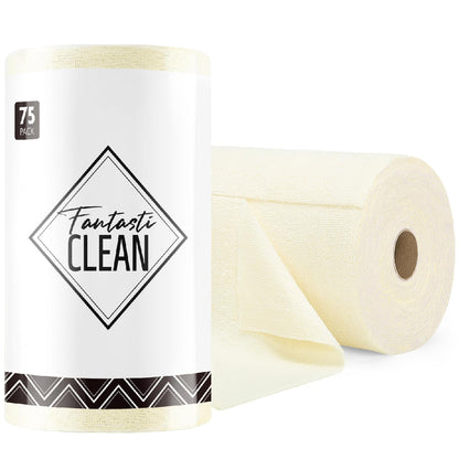 Fantasticlean Microfiber Cleaning Cloth Roll -150 Pack, Tear Away Microfiber Towels, 12" x 12", Reusable, Washable, Ultra Absorbent Dishcloth for Home Supplies, Car, Pet, Kitchen (2 Rolls of Grey)