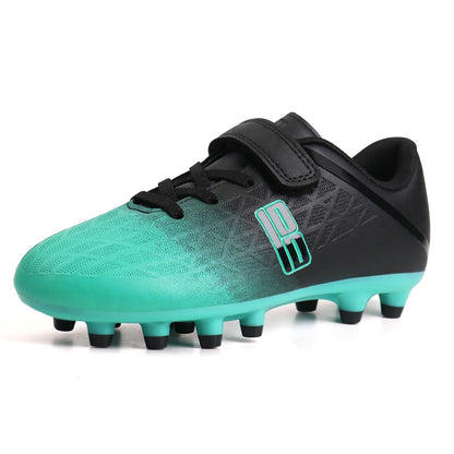 brooman Kids Firm Ground Soccer Cleats Boys Girls Athletic Outdoor Football Shoes (2,Black Green)