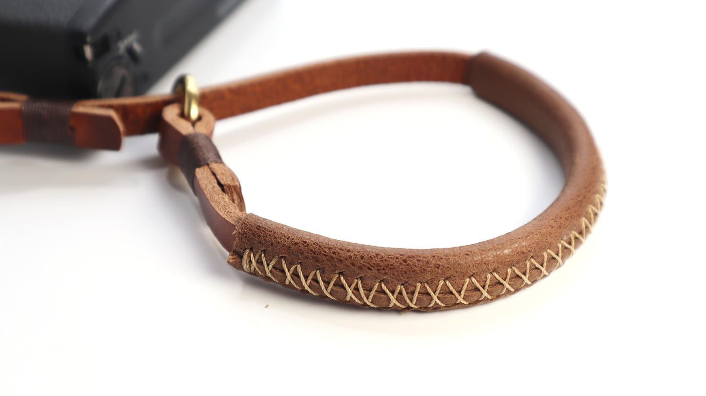 SNLxStudioz Leather Camera Wrist Strap - Handmade Top-Grain Hand Strap for Ricoh GR III/IIIx, Fuji X100VI/V, Sony RX100 VII - Thin Vintage Film Camera Cuff for Street Photography