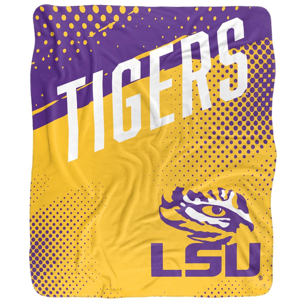 LOGOVISION Louisiana State University Fan Zone Silky Touch Sherpa Back Super Soft Throw Blanket 50"x60"
