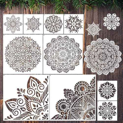 Mandala Stencils for Crafts Reusable - 10 Pcs Bohoemian Mindfulness Large Stencils for Painting on Wall Home Decor Furniture