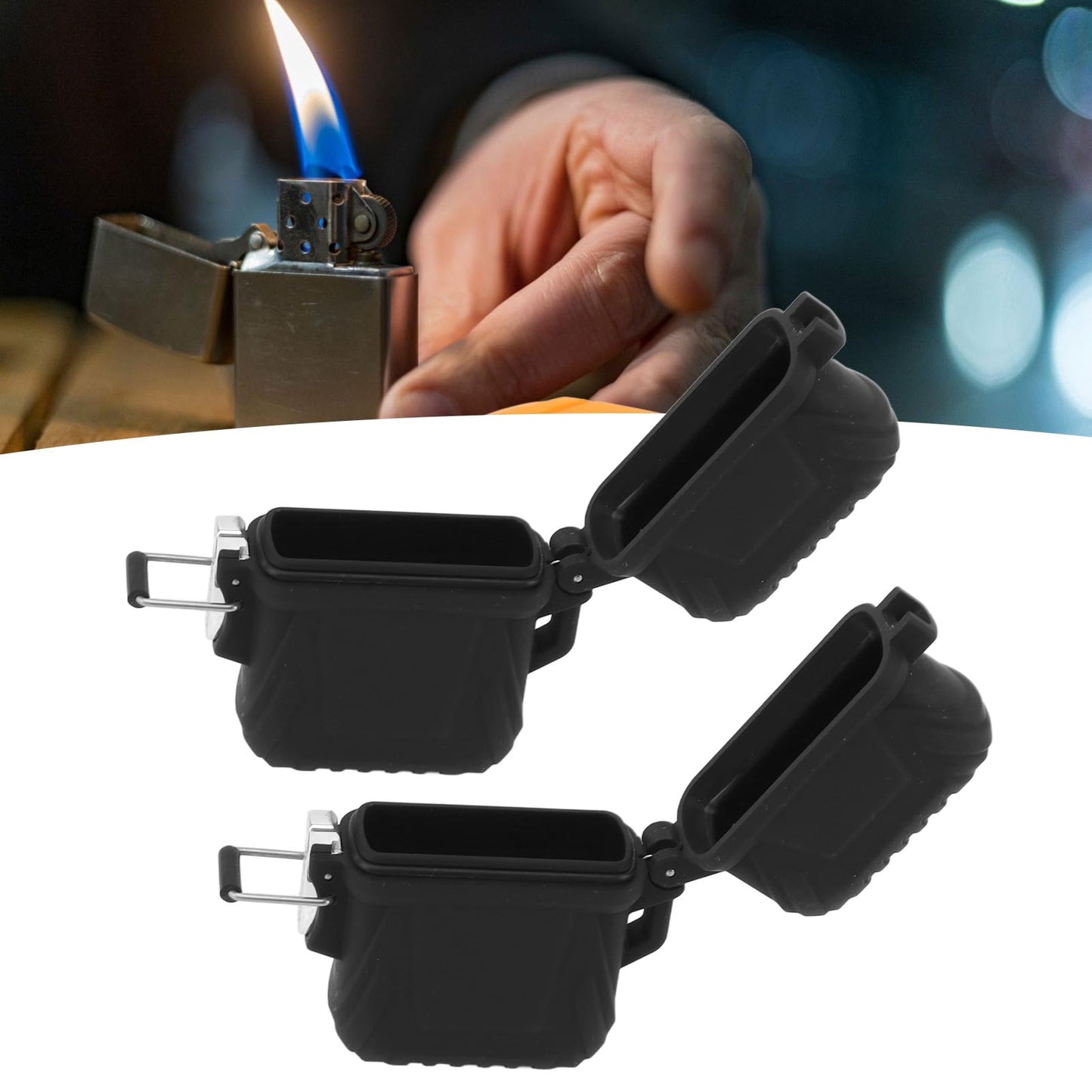 CHICIRIS Plastic Lighter Case, Black Sealed Design, Durable Pocket Container for Outdoor Adventures, Hiking, Camping & Traveling