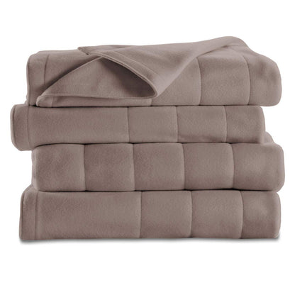 Sunbeam Royal Ultra Fleece Heated Electric Blanket King Size, 90" x 100", 12 Heat Settings, 12-Hour Auto Shut-Off, Machine Washable, Pebble Beige
