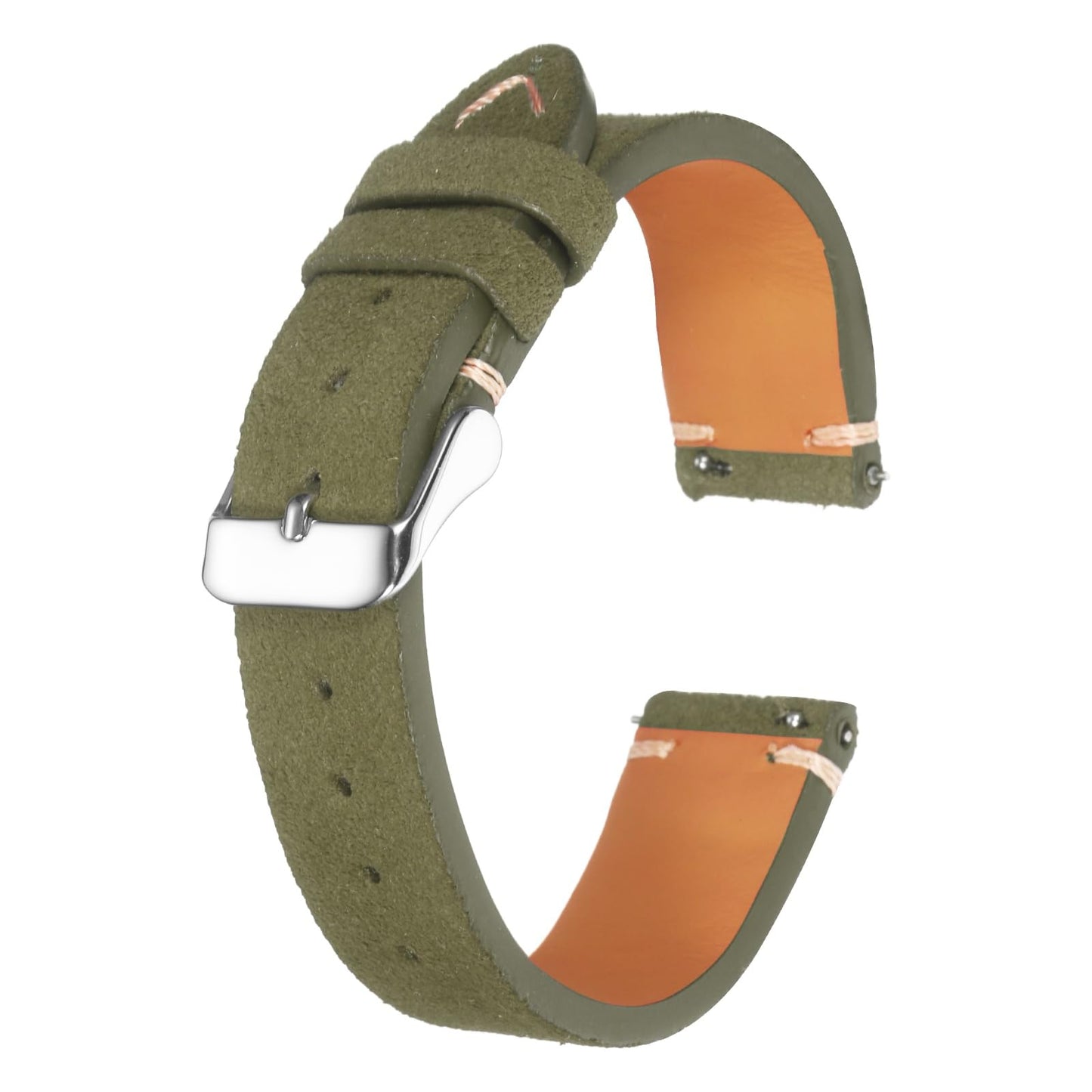 HARFINGTON Leather Watch Band 19mm Width Watch Strap Top-Grain Suede Cowhide Wrist Bands Replacement with Stainless Steel Buckle for Men Women, Dark Green