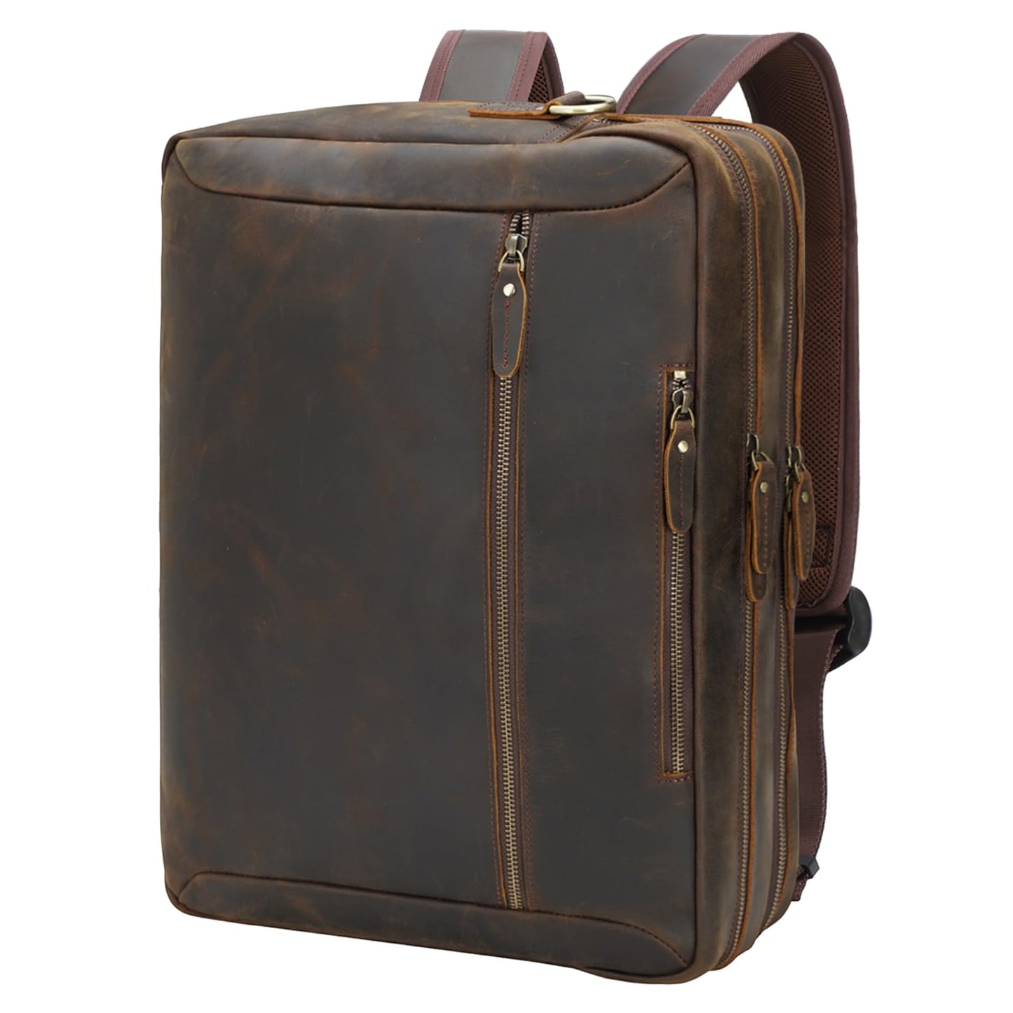 TIDING Leather Convertible Briefcase Backpack for Men, Large 15.6 Inch Laptop Messenger Bag Work Business Travel Crossbody Shoulder Bag