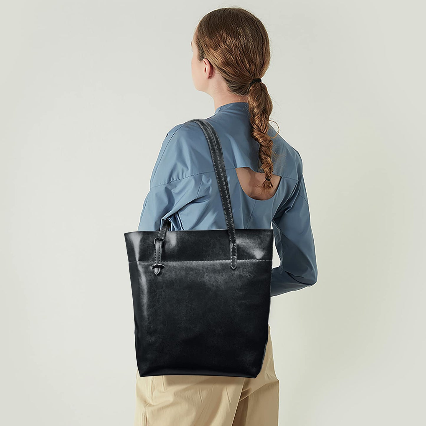 S-ZONE Women's Sz10v040a Tote, Black, L, Retro