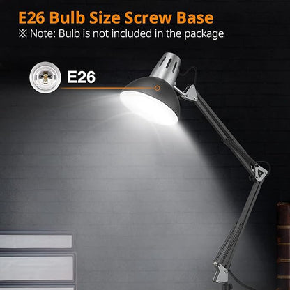 LEPOWER Floor Lamp, Swing Arm Floor Lamp, Industrial Tall Lamp with Heavy Metal Base, E26 Base Standing Reading Lamp, Modern Lamp for Home Office, Living Room, Bedroom Black