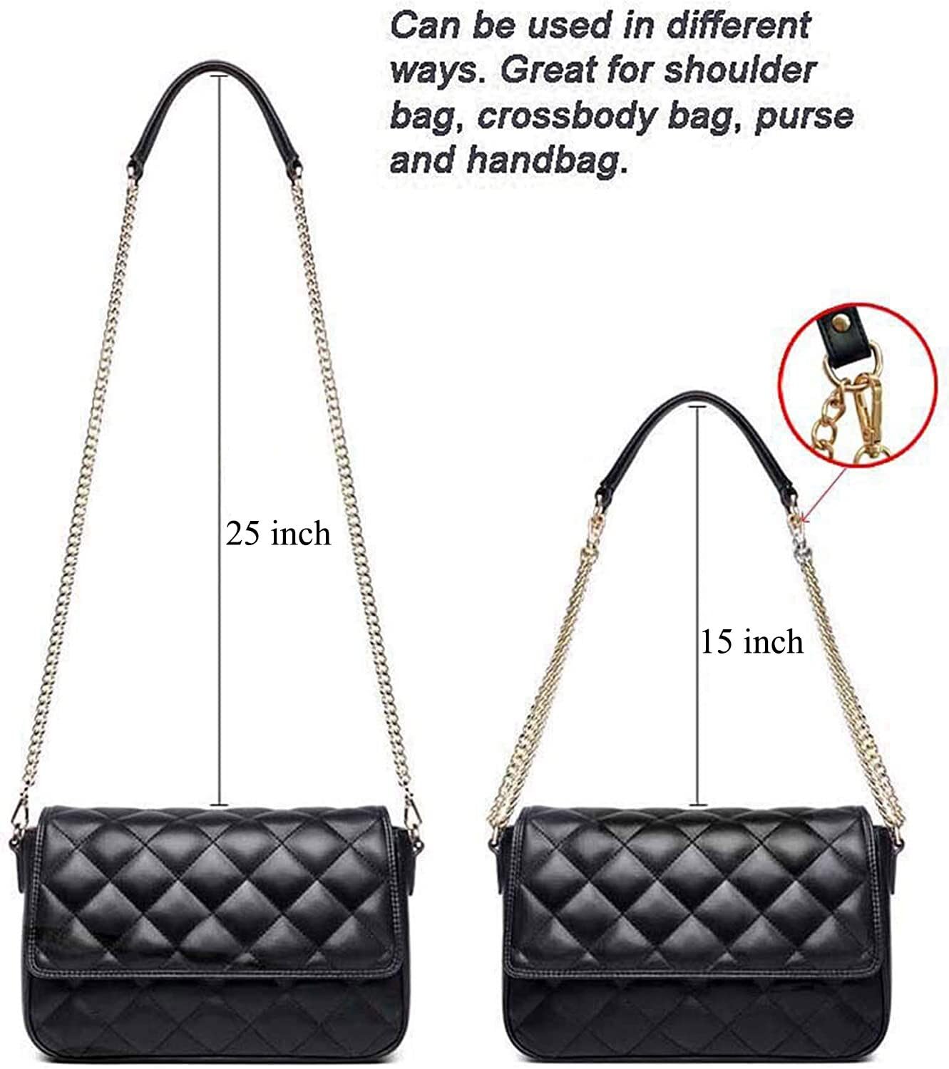 BEAULEGAN Lightweight Purse Leather Chain Strap Replacement for Shoulder and Crossbody Bag, 51 Inch Long(Black/Gunmetal)