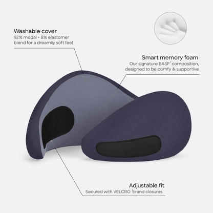 Ostrichpillow Go Neck Pillow, Travel Pillows for Airplanes, Premium Memory Foam Travel Pillow, 360º Ergonomic Design, Asymmetrical Sides, Travel Bag Included, Washable Modal Cover