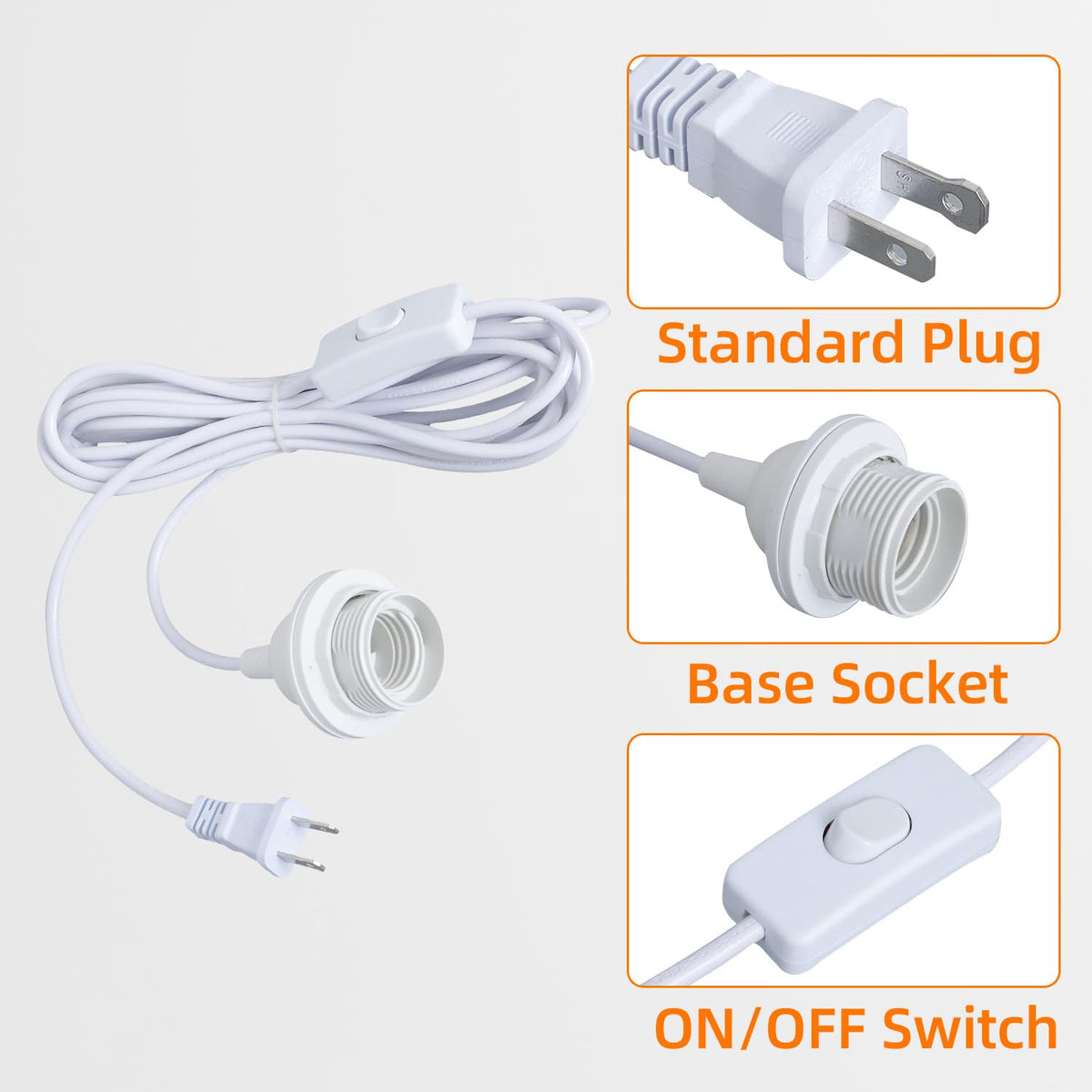 2 Pack Hanging Light Cord, 16FT E26 Plug in Pendant Light Cord with ONOFF Switch, Hanging Light Kit Light Socket Hanging Paper Lantern Light