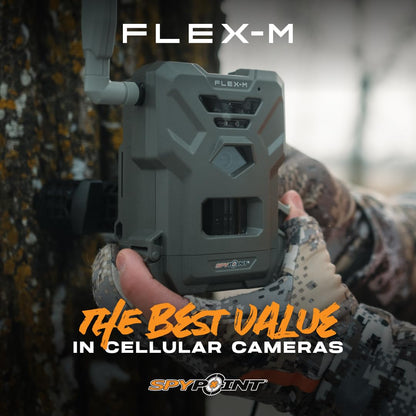 SPYPOINT Flex-M Twin Pack Cellular Trail Cameras - SD Card 2-Pack with LIT-22, Best Hunting Accessories, No WiFi Needed, GPS, Night Vision, IP65 Water-Resistant, 28MP Photos, & 720p Videos + Sound