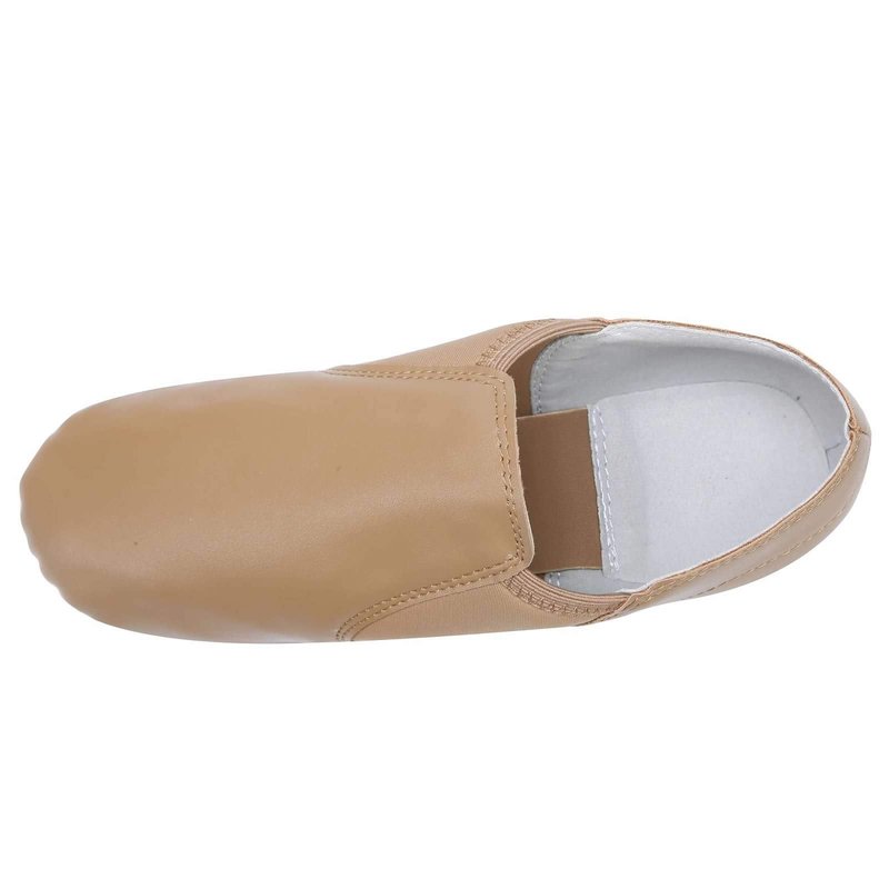 Linodes Unisex 006 PU Leather Upper Slip-on Jazz Shoe for Women and Men's Dance Shoes-Brown 9.5M