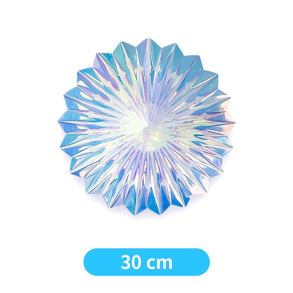Hanging Decorations Shiny Iridescent Folding Snowflake Fans Rainbow Shine for/Birthday/Christmastree/New Year/Baby Shower/Wedding Party/Shopwindow Supplies (3pcs Fan)