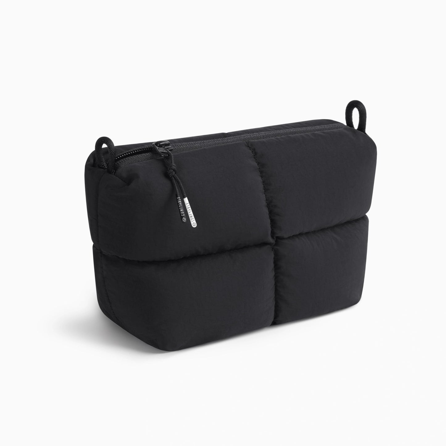 Comfyable Puffy Electronics Organizer Travel Case, Cute Tech Pouch for Women Men, Cable Storage Bag for Charger, Phone, Power Bank, Cord, Compact Tech Accessories Pouch, Black
