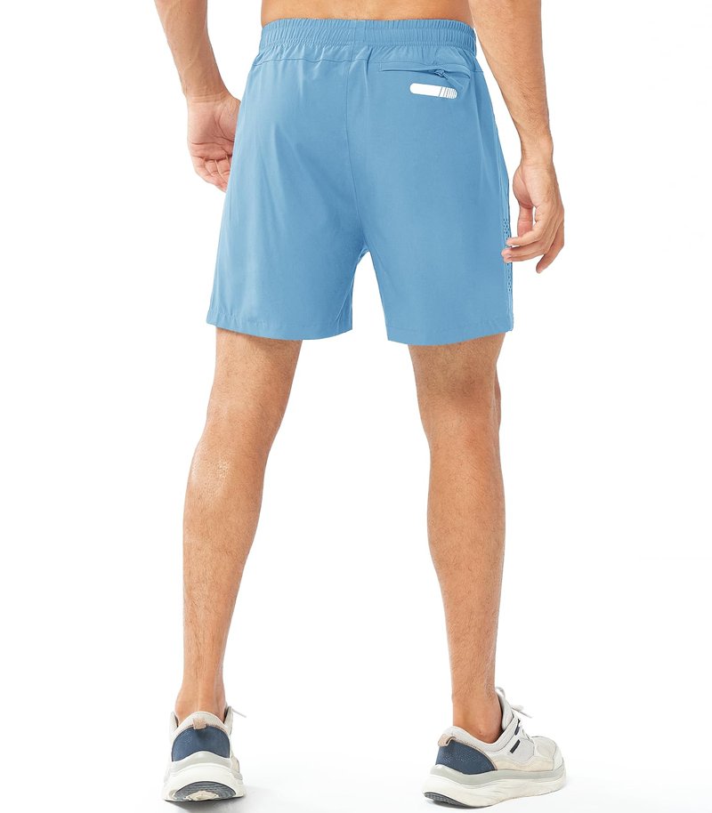 NORTHYARD Men's Athletic Running Shorts Gym Workout 7"/9"/5" Quick Dry Lightweight Sports Basketball Tennis 3 Zipper Pockets SKYBLUE-5inch S