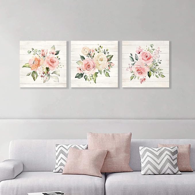 Hardy Gallery Nature Picture Floral Arts Paintings: Bloom Antique Roses Bouquet Graphic Artwork Print on Wrapped Canvas For Walls