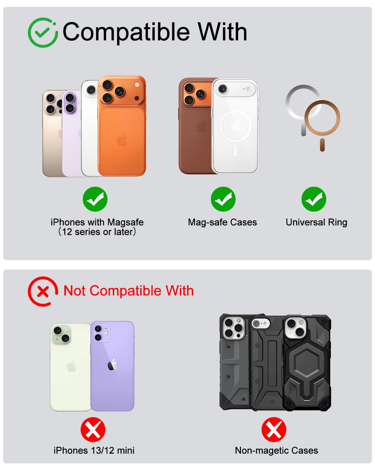 FINPAC for MagSafe Wallet, Stronger Magnetic RFID Blocking Minimalist Phone Wallet for iPhone, Galaxy, Pixel, MagSafe Compatible Card Case, Detachable Bifold for Men & Women, Brown