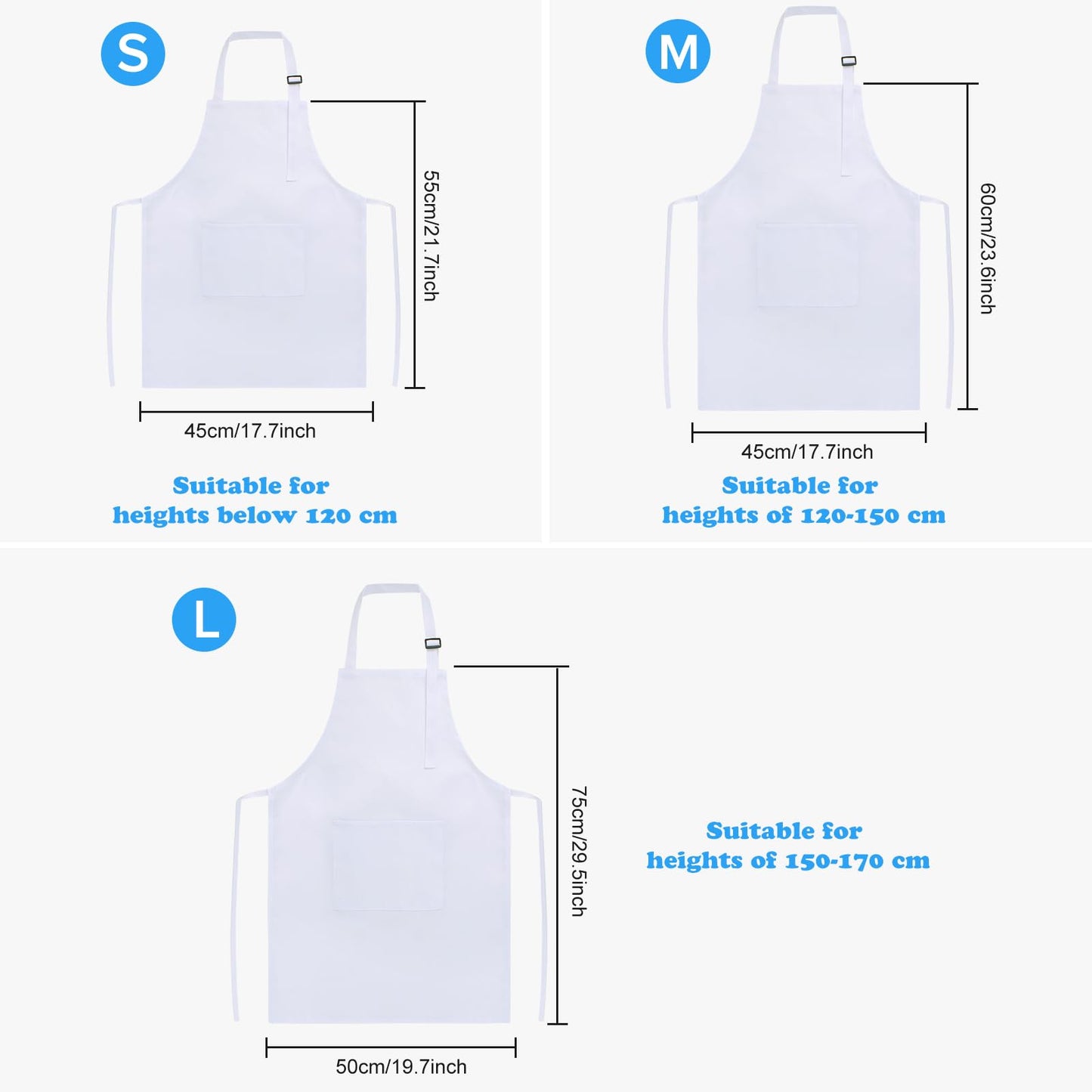SUNLAND Kids Apron And Hat Set Children Chef Apron For Cooking Baking Painting White(S:3-6 Years)¡­