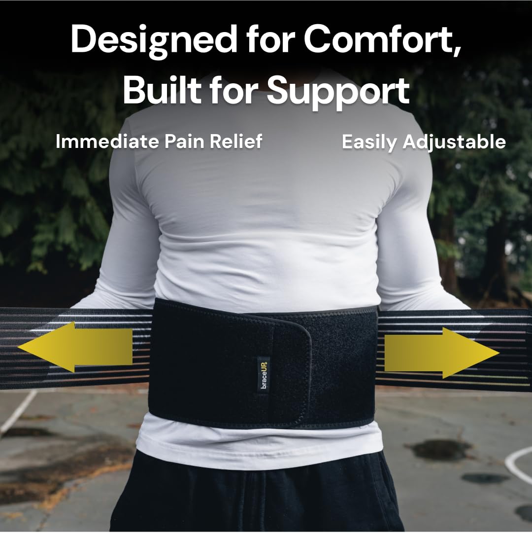BraceUP Back Brace for Men and Women Lower Back - Breathable Waist Lumbar Support Belt for Sciatica, Herniated Disc, Scoliosis Back Pain Relief, with Dual Adjustable Straps (L/XL 35-43 In)