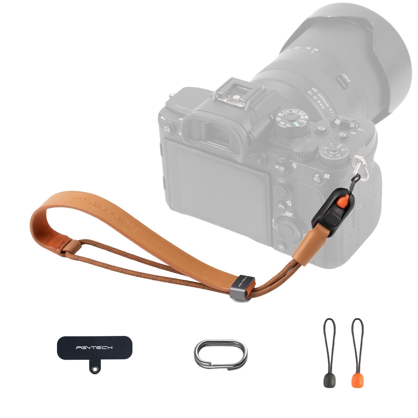 PGYTECH Camera Wrist Strap Slim Vintage Style, Adjustable Quick Release Anti-Drop Leather Hand Strap Holds 55.1lb for Fujifilm/Sony/Canon Camera/Smartphone, Retro Camera Strap, Caramel Brown