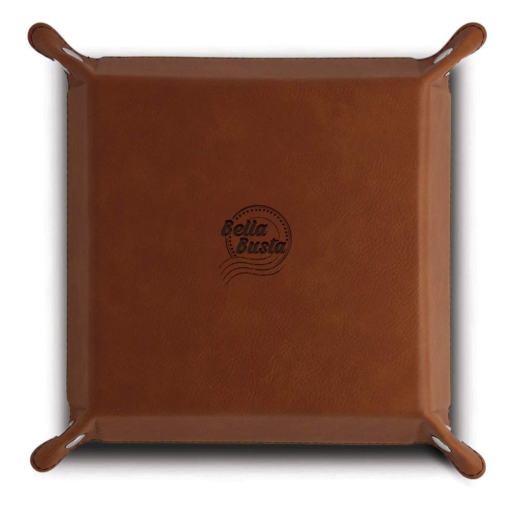 Bella Busta-Personalize Graduation Keepsake for Her, Him, Friends and Family- High School, College,University- Congratulations-Engraved Leather Valet Tray (Rawhide)