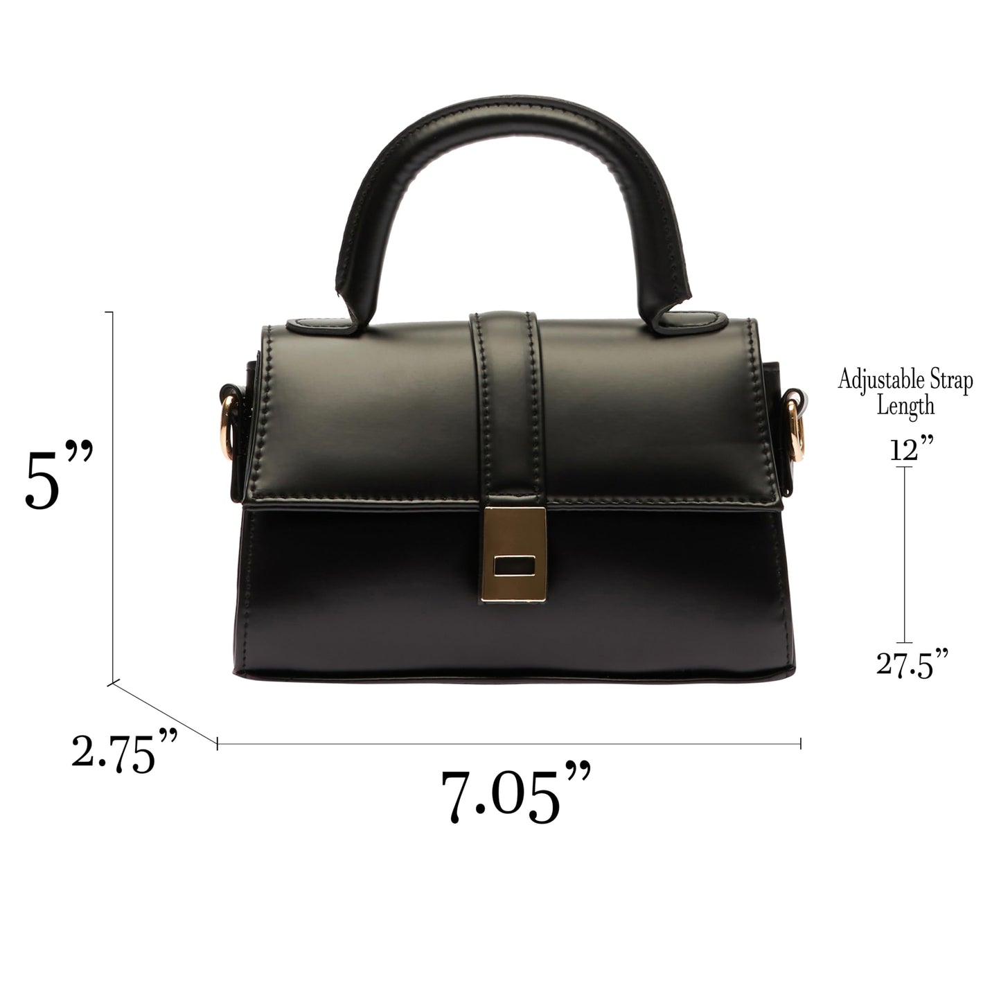 MOON CANTA Mini Crossbody Bag for Women – Small Faux Leather Shoulder Purse with Gold Lock, Elegant Design for Daily Use & Parties (Black)