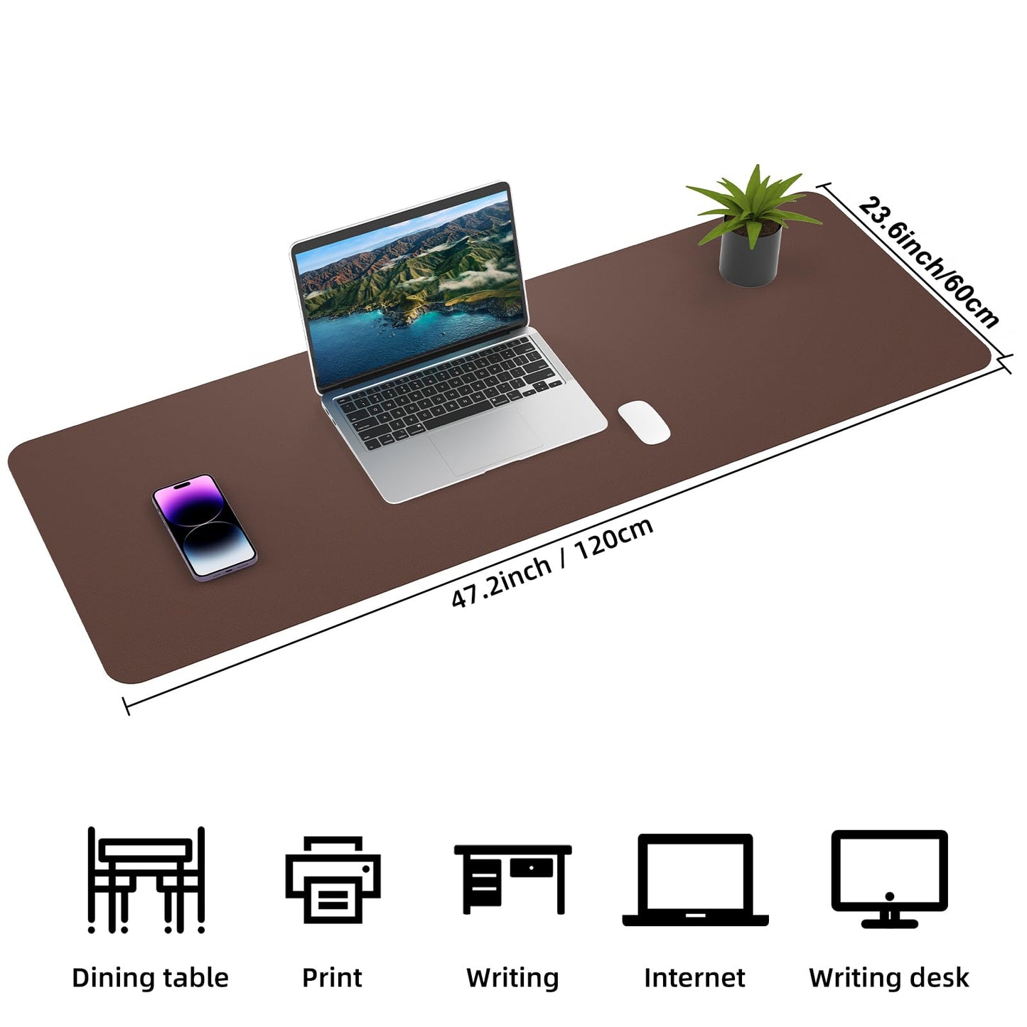 AFIING Cork Desk Mat 47" x 23.6", Dual-Sided Natural Cork & PU Leather Desk Pad, Non-Slip Waterproof Large Mouse Pad for Office, Home & Gaming (Coffee)