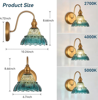 Vintage Wall Sconce Yellow and Blue Gradient Wall Light Bedside Wall Lamp Matte Brass Bedroom Light Fixtures in Door Lighting Fixture for Living Room Hallway Corridor