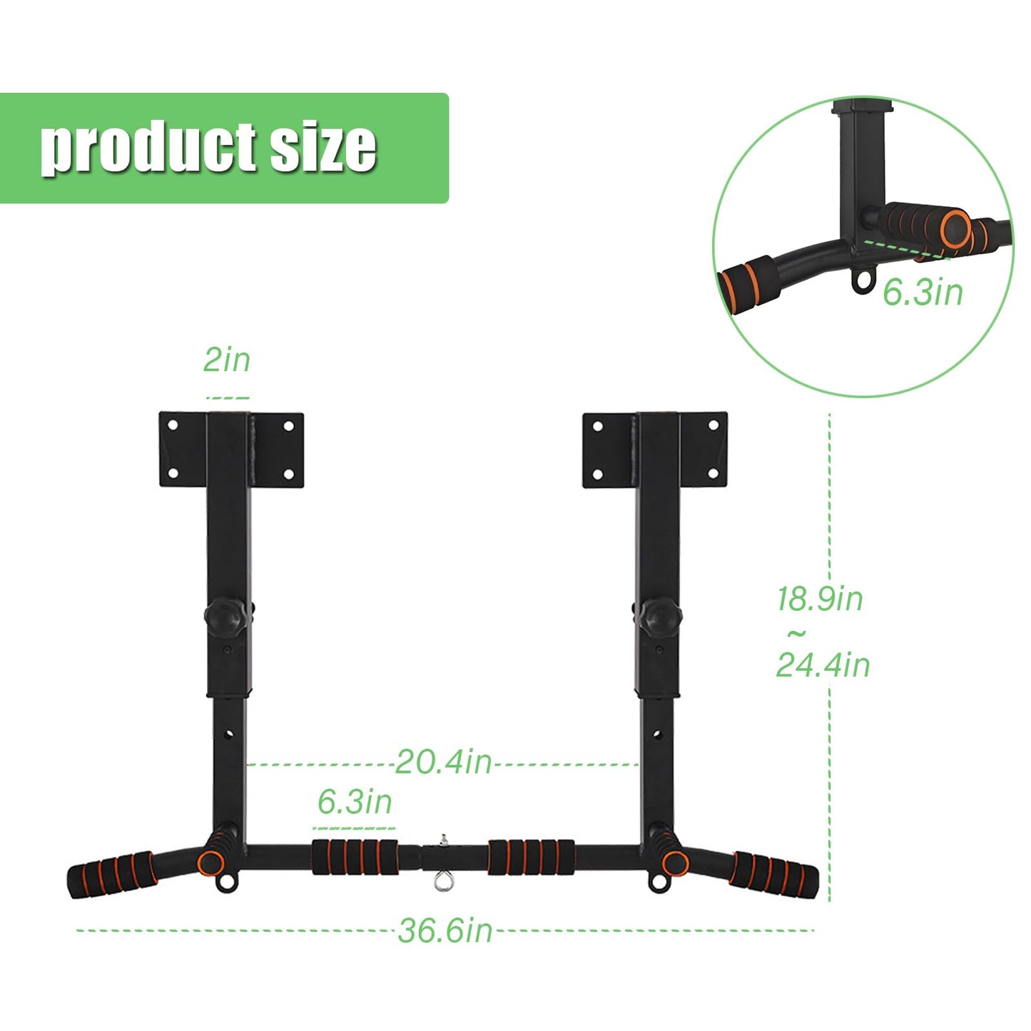 PLKO Joist Mounted Pull Up Bar，Chin Up Bar Ceiling Mount，Workout for Home Gym, Power Tower Set Training Equipment Fitness Dip Stand Supports to 440 Lbs