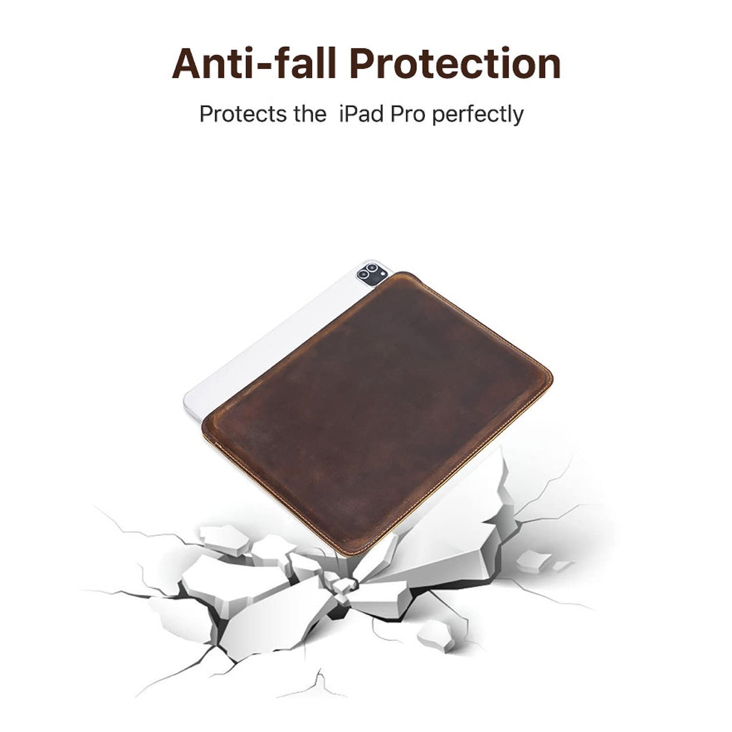 CataPurus Top Grain Leather 11" Sleeve Slim Protector Case for Tablet, Solid Vintage Design, Fully Handmade, Compatible with 10.5"/10.9"/11" iPad Pro/Air, 10.2" iPad 7th/8th/9th Gen, Coffee 11 Inch