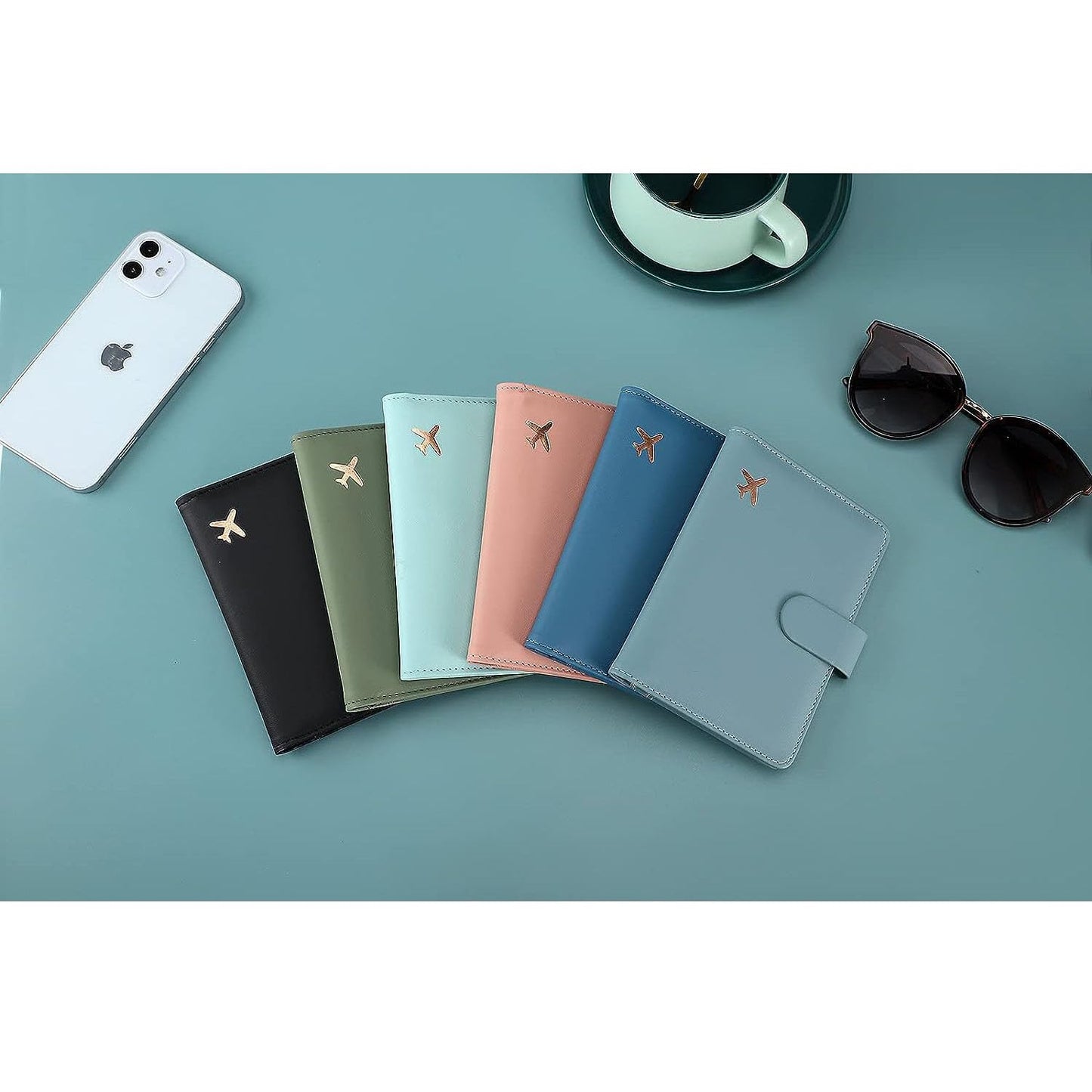 Melsbrinna Premium Leather Passport Holder Covers Case, Waterproof Rfid Blocking Travel Wallet Passport Holder with Pen Holder, Cute Passport Book for Women/Men (Simplicity, AE-Moss green)